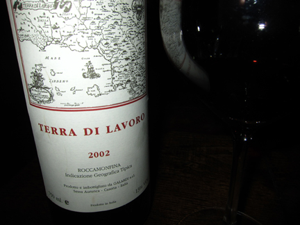 Terra di Lavoro (!!!) 2002 and awesome pizza last night at Sotto 