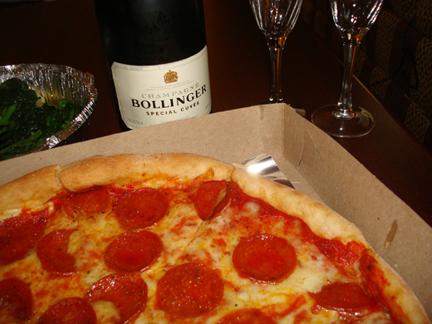 pizza and champagne
