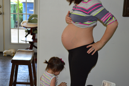 tracie eight months pregnant